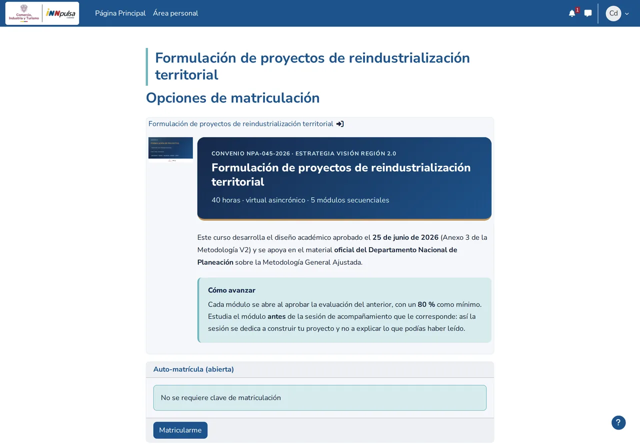 Página de auto-matrícula