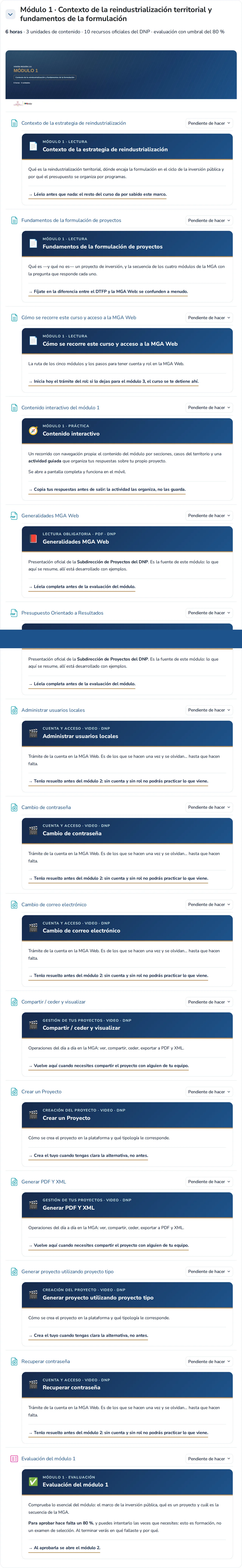 Estructura del primer módulo