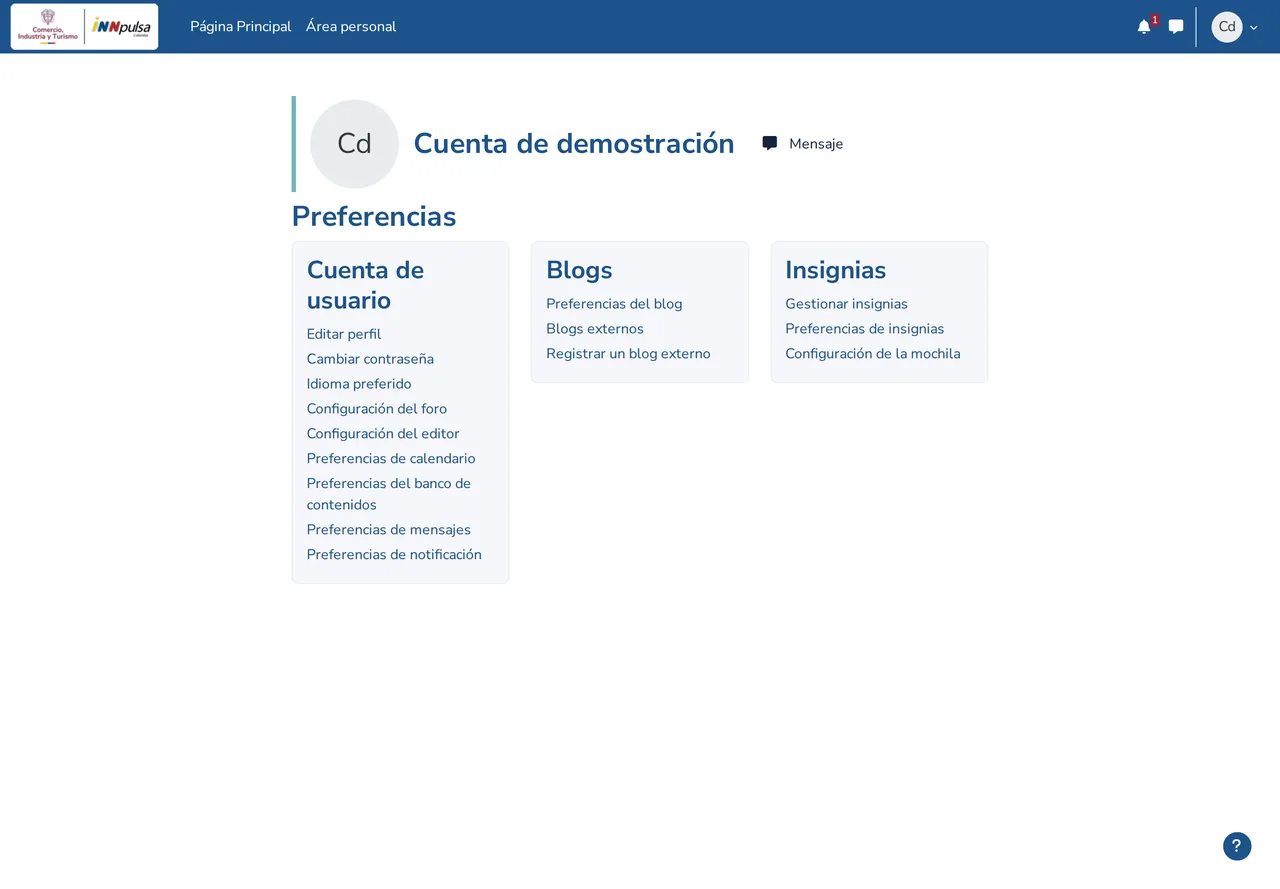 Preferencias de la cuenta